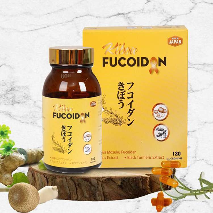 Kibou Fucoidan Nghệ đen, hộp 120 viên